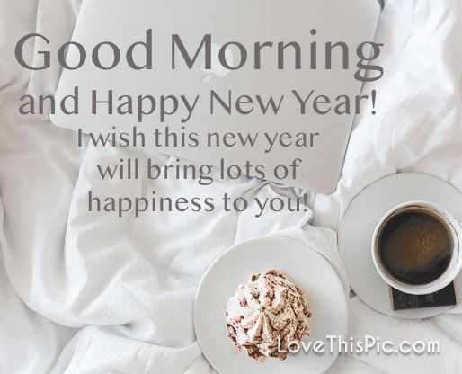 Good Morning And Happy New Year Coffee Cake Image