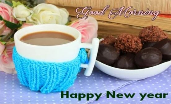 Good Morning New Year Coffee Tea Flowers
