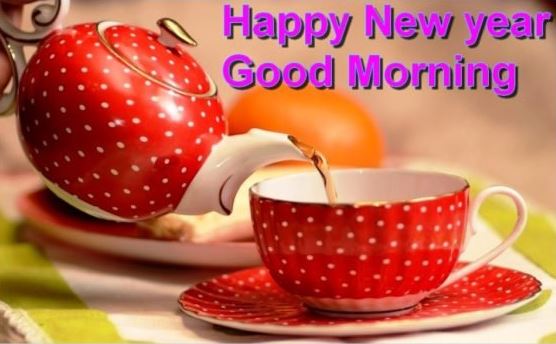 Happy New Year Good Morning Image of Coffee for Facebook and Pinterest