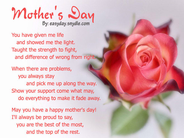 Beautiful Mothers Day Poems from Daughter