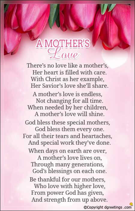 Beautiful Sunday School Mothers Day Poems