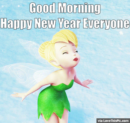 Tinkerbell Good Morning Happy New Year Gif Quote Image
