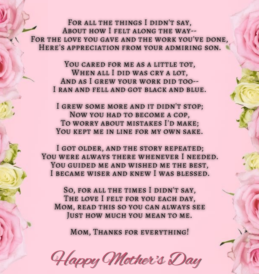 Mothers Day Poems 2023 - Short, Funny, Christian Poem Prayer from Child ...